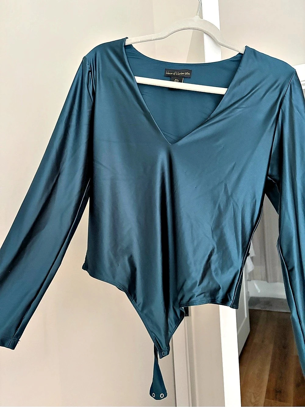 House of Harlow blue sheen Long Sleeve Bodysuit